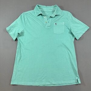 Vineyard Vines Polo Shirt Men XL Aqua White Stripe Edgartown Short Sleeve Preppy
